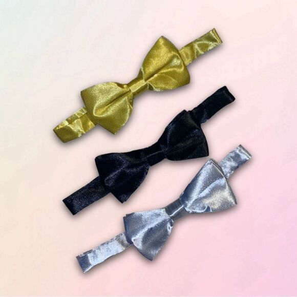Youth Adjustable 4” Bow Tie Bundle, Metallic - Picture 2 of 11